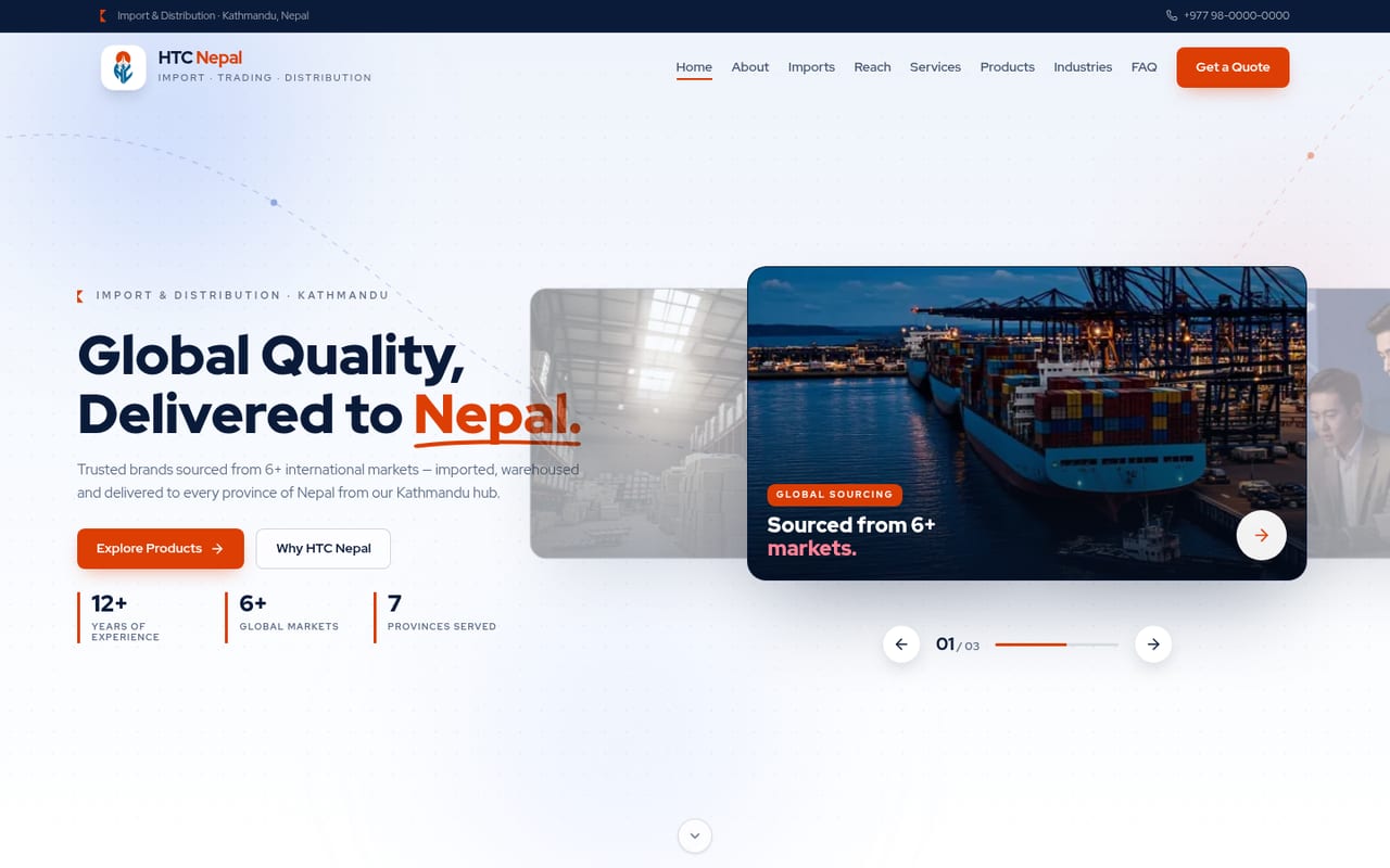 HTC Nepal — Business Platform. Live production website capture.